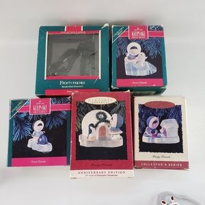 Hallmark Ornament LOT of 5 FROSTY FRIENDS 1989 1990 1993 & 1993 Anniversay